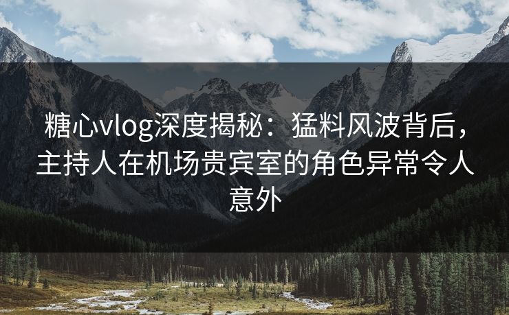 糖心vlog深度揭秘：猛料风波背后，主持人在机场贵宾室的角色异常令人意外