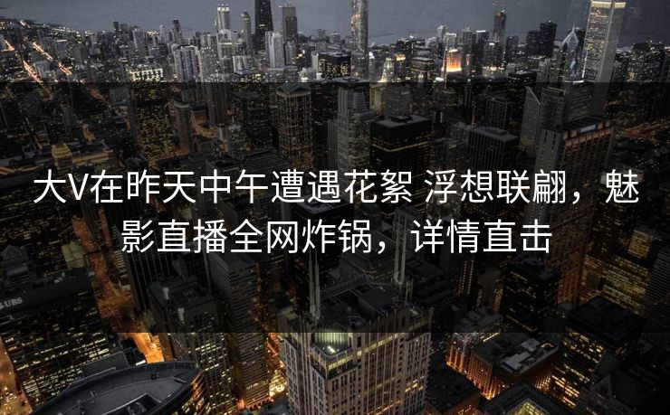 大V在昨天中午遭遇花絮 浮想联翩，魅影直播全网炸锅，详情直击